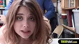 petite teen busted shoplifting pays with blowjob and rough doggystyle