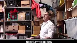 Joseline Kelly spreads legs in front of father at the shop.