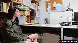 Teen caught shoplifting offers blowjob and fuck!