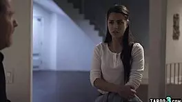 grieving old dude orders petite brunette teen for blowjob and pussy creampie