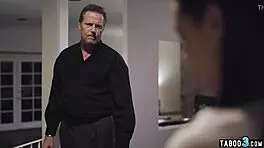 grieving old dude orders petite brunette teen for blowjob and pussy creampie