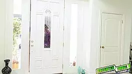 Blonde teen intensely sucks massive cock with natural tits exposed