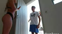 Husband Pays Rent with Wife's Pussy: Deepthroat and Blowjob