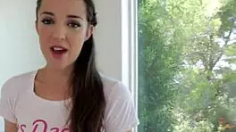 brunette teen 18+ sucking big cock gets cum on face in high definition