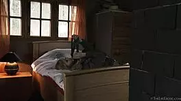 blonde delphine masturbating with fingering and small tits