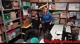 Hidden cam catches busty shoplifter getting fucked and cumshot as punishment