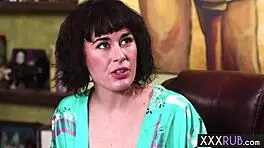 Horny Milf With Big Tits Massages Client's Monster Cock Riding Hard