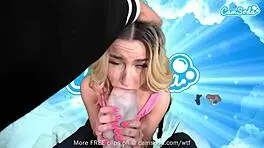 Petite blonde teen 18+ cums hard with VR toy play