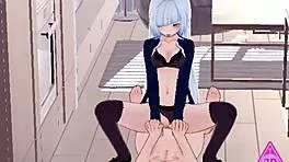 i ride miwa's petite body, feeling her small tits as she blows and jerks me to cumshot