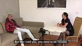 Young big cock guy bangs female agent in casting