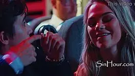 horny teen fucks in public cinema with tall brunette