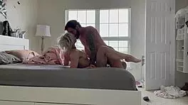 i stretched that tiny blonde teen's pussy doggy style and she swallowed my cum after face fucking her