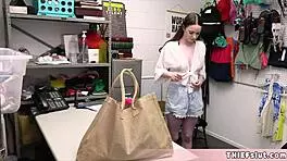 Sexy cute Hazel caught shoplifting and must offer her tight teen 18+ pussy!