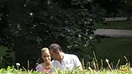 Blonde dollface offers her mouth for cash in a daring deal.