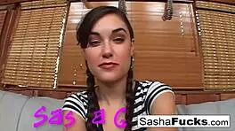 Sasha Grey BLOWS and FUCKS with SMALL TITS cumshot
