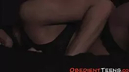 dominated and tied teen in rough bondage play