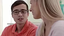 Busty piano teacher gets naughty with her student during a steamy lesson!