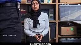 hijab teen gets caught and questioned, then punished with blowjob