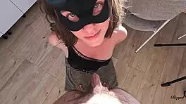 French teen performs sloppy deepthroat