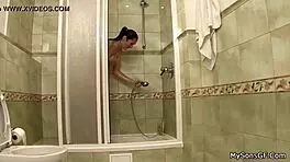Who is she bathing in the shower!