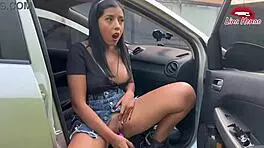 Wow, I squirted in my boyfriend’s car! Total bitch with candyhub toy!