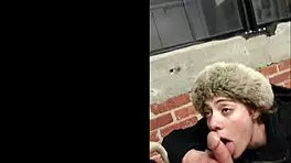 Bold college blonde lost bet, sucks off young 18+ dude intensely