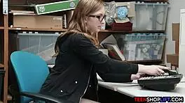 nerdy teen 18+ shoplifter faces big trouble with security