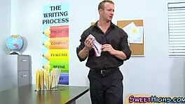 Jizzed teen in classroom deepthroats monster cock 😏