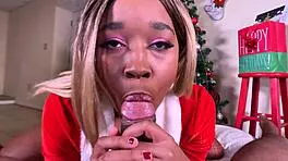 Nina Rivera Delivers Sloppy Blowjob to Don Whoe for Christmas