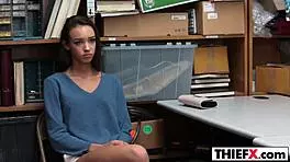 hot cutie thief gets nailed in garage blowjob punishment