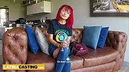 Cute Amateur Latina Redhead 18yo Close Up Railed and Cumshot Casting!