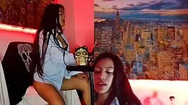Intense Perreo Dancing with Karol G and Alicia Keys in Homemade Dildo Cunilingus and Pussy Licking Until Orgasm