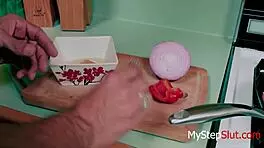 Brunette Step Daughter Alex Blake Blows Old Man's Cock In Early Morning Routine!