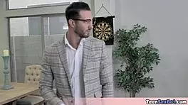 I'm tutoring this cute brunette teen, and today's lesson is all about fucking her from behind.