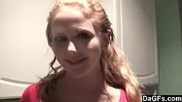 Amateur Lesbians Enjoy Good Time At Home With Food And Kissing.