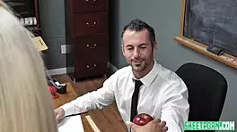 Student Gia Dibella Pays Teacher With Bent Over Masturbation.