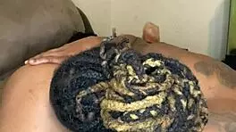 The ebony teen 18+ with hairy beaver gets her wet pussy eaten from behind by honey cocane