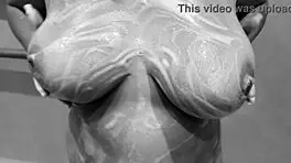 girlfriend's wet pussy and tits exposed in the bath, caught by friend