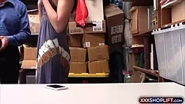 this cute teen shoplifter gets her ass fucked by the officer in the office, bent over