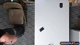 this cute teen shoplifter gets her ass fucked by the officer in the office, bent over