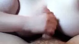 Real wife uses huge tits to make dick cum on her body