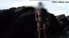 amateur couple fucks outdoors on the beach in sexy bikinis with perfect bodies