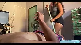 The Hot Cleaning Lady Sat on My Cock While Cleaning