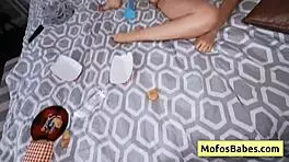 Asian Teen Girl Fucks Busty Blonde Friend With Blue Dildo