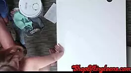 Shoplifter blows cop's cock in hidden cam reality fuck