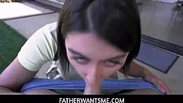 Cute Teen Angeline Red Swallows Stepdad's Huge Dick in Uniform!