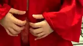 Brunette In Red Lingerie Plays With Herself!