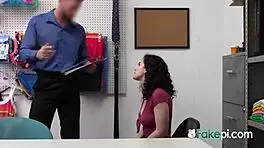 Shoplifter Teen 18+ Satisfies Officers Prick At Work