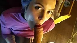 Russian teenage stepsister cheats on her bf catches and records a loser giving a bad BJ