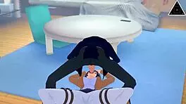 Mikasa And Eren Have Intense Sex In Uncensored Anime Koikatsu Creampie Cumshot Petite Brunette